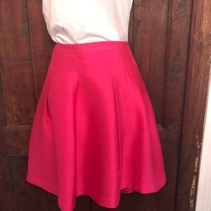 J. Crew Fuschia Pleated 100%Silk Skirt, Size 12